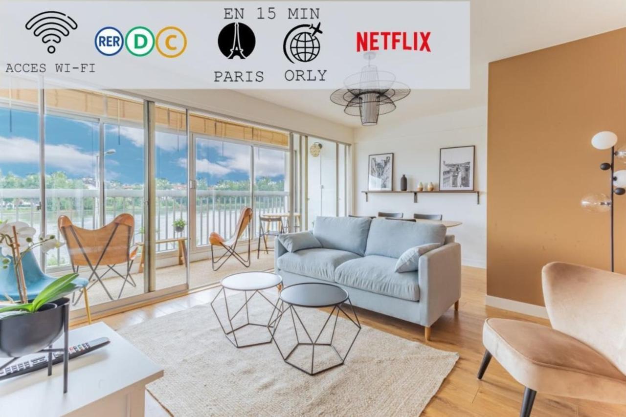 Appart'Hôtel Luminous Vue Seine- Paris 15min Juvisy-sur-Orge Exterior foto